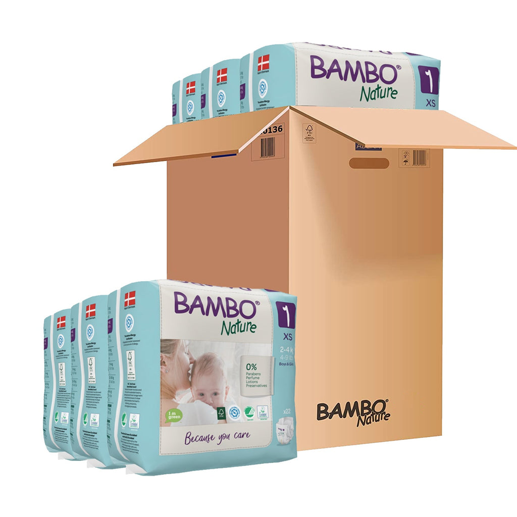 Bambo Nature Monthly Box - Premium Baby Tape Diapers for Babies, Super Absorbent, Breathable, Extra Soft, Dermatologically Tested, Hypoallergenic Infant Nappies With Wetness Indicator