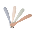Beaba 1st Stage Silicone Spoon - Set of 4, Baby Led Weaning Self Feeding Training Spoon with Ultra Soft Tip, Gum Friendly, Ergonomic Handles, BPA Free, Natural, 4m+