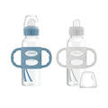 Dr. Brown's 8 oz/250 mL Narrow Sippy Spout Bottle w/ Silicone Handles, Lt Blue & Lt Gray, 2-Pack