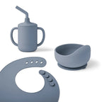 Ergobaby Intro Mealset with Silicone Bib, Suction Bowl and a 3-in-1 Straw Cup, Food Grade Silicone, BPA Free, Ergonomic Design, Unbreakable, 4m+