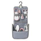 Beaba 9 Baby Toiletry & Grooming Essentials, Includes Thermometer, Hairbrush, Nail Clippers, Nasal Aspirator, Gum Massaging Toothbrush, Teether Baby Scissors, Bath Thermometer, Nail File, and Multi-Compartment Travel Pouch