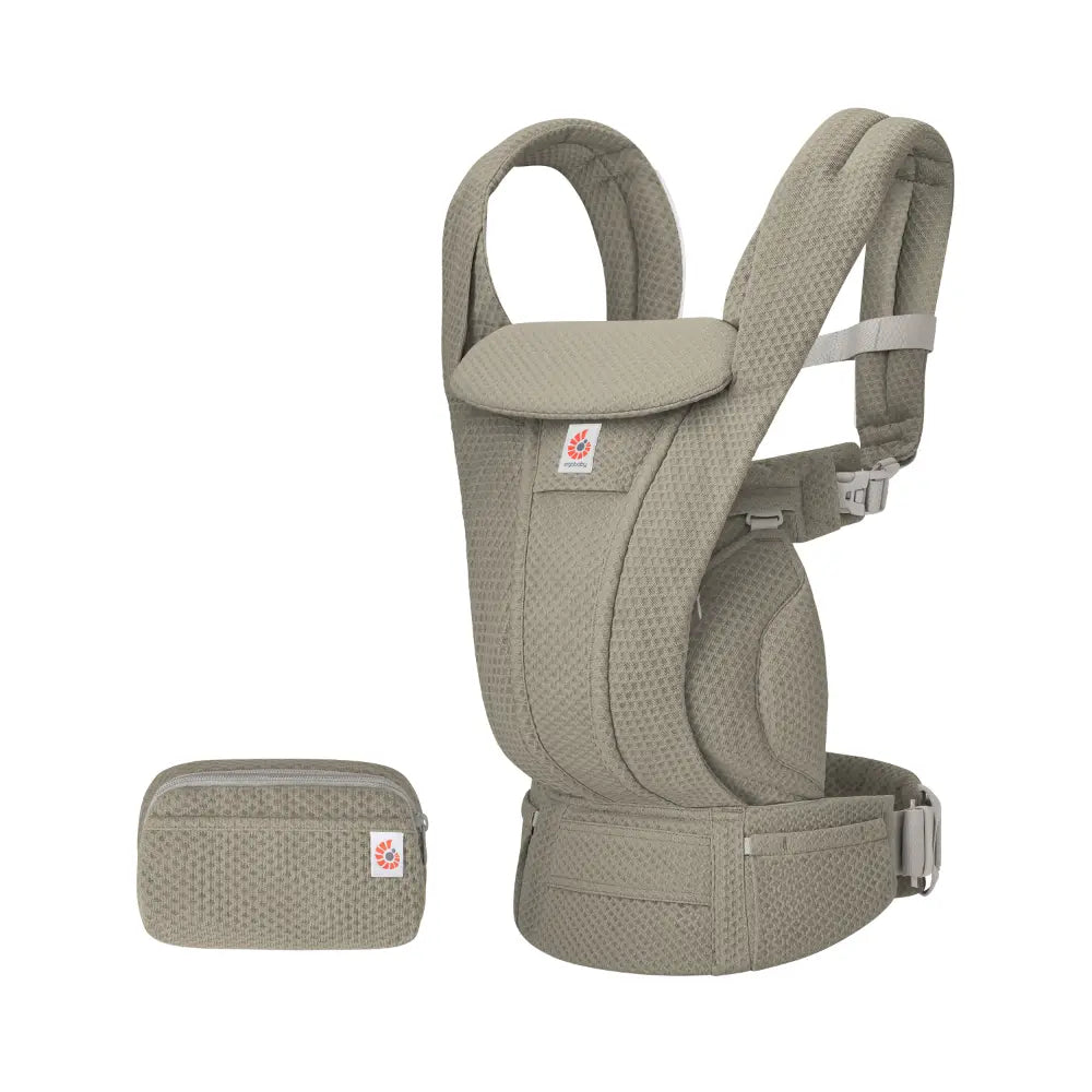 Ergobaby Omni Deluxe Baby Carrier, Lightweight Breathable Soft Mesh, Enhanced Lumbar Support, Adjustable Waistbelt & Cross Straps, Privacy Hood, 4 Carry Positions, 6 Storage Pockets, 3-20Kgs, 0-4 years, Soft Olive