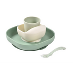 Beaba Silicone 4 Piece Baby Meal Set – Suction Plate, Suction Bowl, Anti-Slip Cup & 2nd Stage Spoon, Non-Slip, Unbreakable, Ergonomic Design, Easy to Clean, BPA-Free Baby Feeding Set for Mess-Free Mealtime Essentials, 4M+