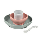 Beaba Silicone 4 Piece Baby Meal Set – Suction Plate, Suction Bowl, Anti-Slip Cup & 2nd Stage Spoon, Non-Slip, Unbreakable, Easy to Clean, BPA-Free Baby Feeding Set for Mess-Free Mealtime Essentials, 4M+