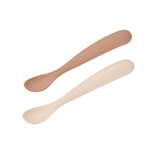 Beaba 1st Stage Soft Silicone Spoon - Set of 2, Baby Led Weaning Self Feeding Training Spoon with Ultra Soft Tip, Gum Friendly, Ergonomic Handles, Easy to clean, BPA Free, 4m+