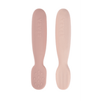 Beaba Set of 2 Silicone Pre-Feeding Spoons for Baby and Infants - Textured Tip + Flat Tip, Gentle on Gums, Short and Round Ergonomic Handle, Soft Food Grade Silicone, 4m+