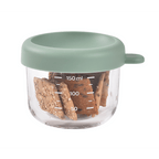 Beaba Glass Storage Container - Ideal Airtight Container for Storing Baby Snacks and Meals with Graduation Measuring Scale, Heat, Freeze, Sterilization, and Microwave Safe, 150ML
