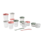 Beaba Expert Food Storage Set - Airtight Interlocking Containers for Baby & Toddler Meals with Graduation Scale, Microwave & Freezer Safe, Set of 14 (2 x 90ML, 4 x 150ML, 6 x 250ML & 2 Spoons)