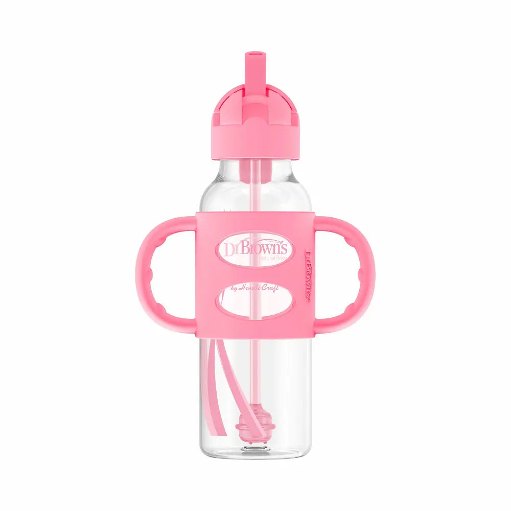 Dr. Brown's 8 oz/250 mL Narrow Sippy Spout Bottle w/ Silicone Handles - Light Pink 1-Pack
