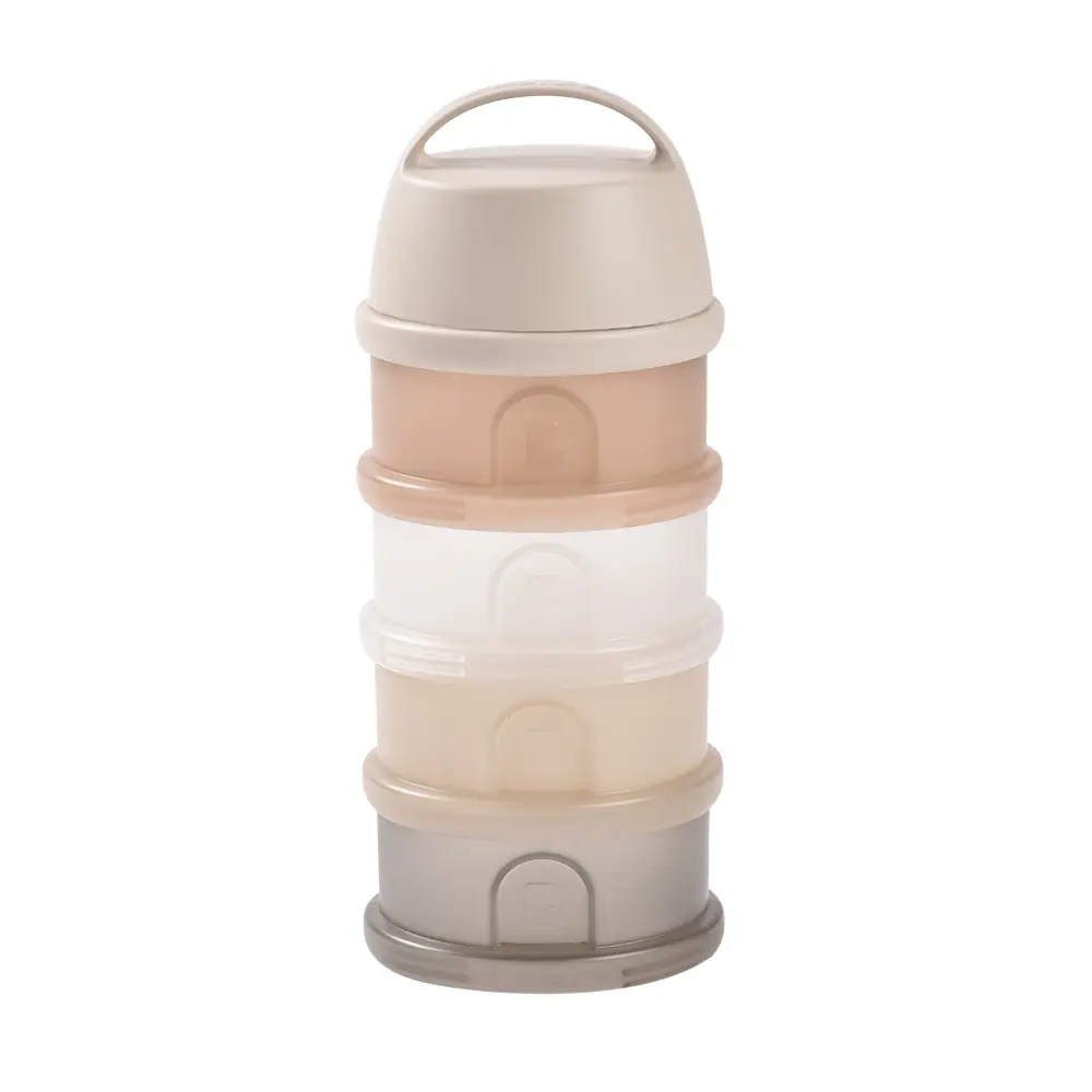 Beaba Stacked Formula Container - Airtight Multifunctional Storage Container for Storing Milk Powder and Baby Food, 4 Interchangeable Compartments, Microwave Safe, Travel Friendly
