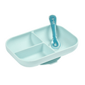 Beaba Silicone 2 Piece Meal Set – Suction Divided Plate & 2nd Stage Silicone Spoon, Non-Slip, Unbreakable, Easy to Clean, BPA-Free Baby Feeding Set for Mess-Free Mealtime Essentials, 4M+