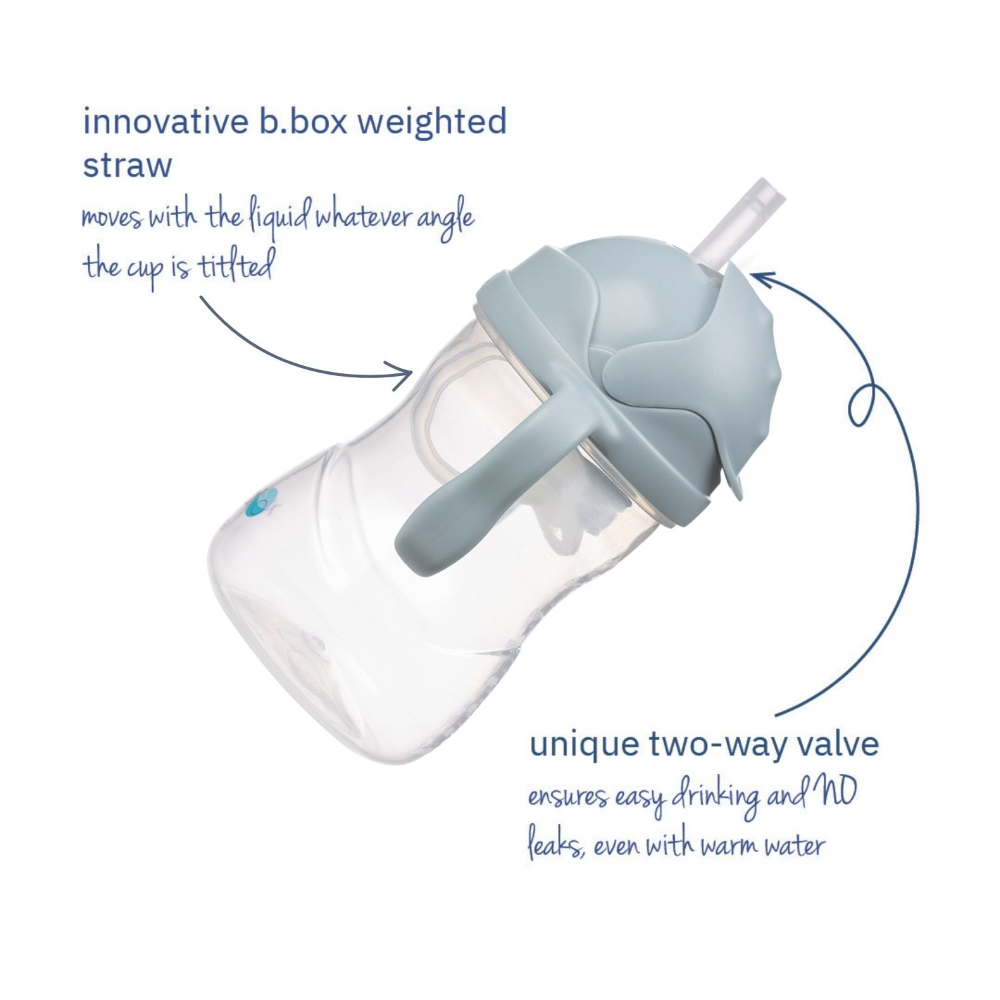 B.Box Weighted Straw Sippy Cup (240ml) - No Leak Design, Flip-Top Lid & Easy-Grip Handles