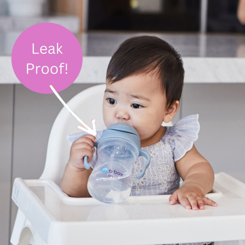 B.Box Weighted Straw Sippy Cup (240ml) - No Leak Design, Flip-Top Lid & Easy-Grip Handles