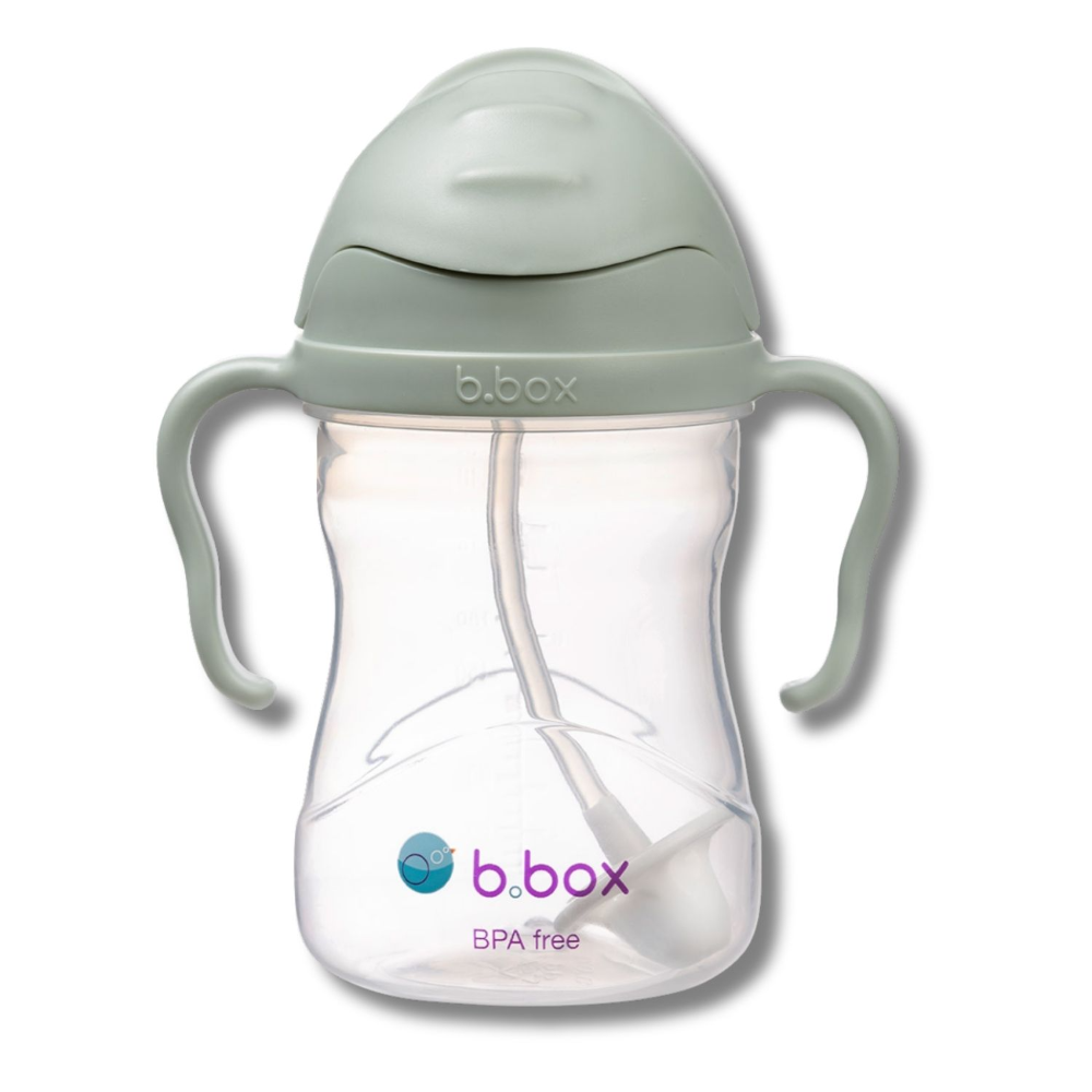 B.Box Weighted Straw Sippy Cup (240ml) - No Leak Design, Flip-Top Lid & Easy-Grip Handles