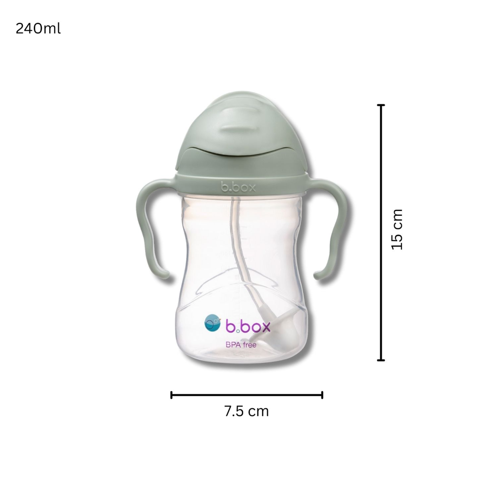 B.Box Weighted Straw Sippy Cup (240ml) - No Leak Design, Flip-Top Lid & Easy-Grip Handles
