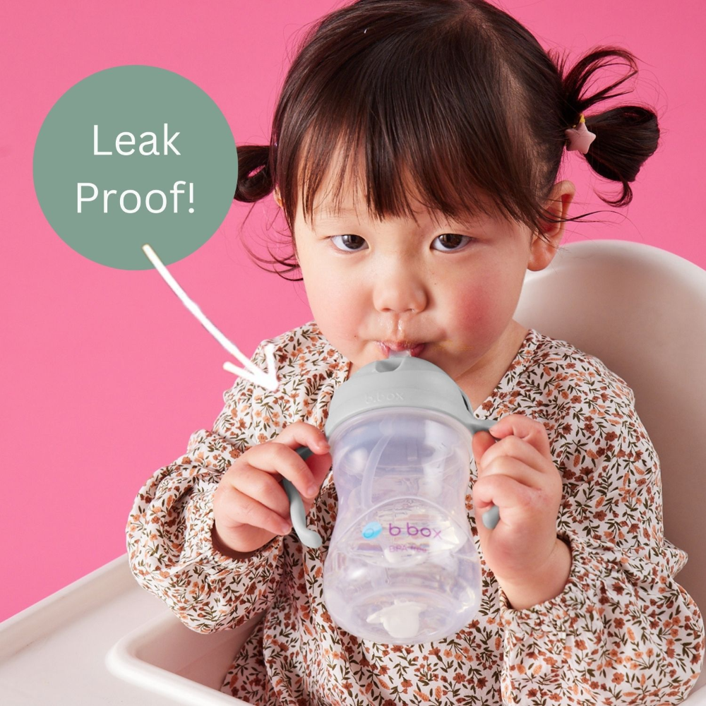 B.Box Weighted Straw Sippy Cup (240ml) - No Leak Design, Flip-Top Lid & Easy-Grip Handles