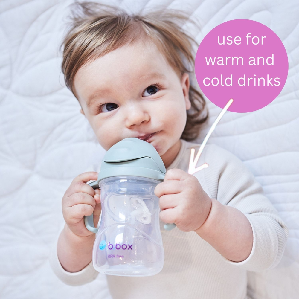 B.Box Weighted Straw Sippy Cup (240ml) - No Leak Design, Flip-Top Lid & Easy-Grip Handles