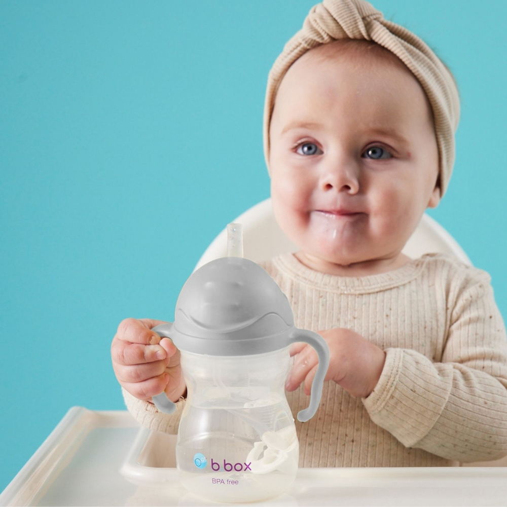 B.Box Weighted Straw Sippy Cup (240ml) - No Leak Design, Flip-Top Lid & Easy-Grip Handles