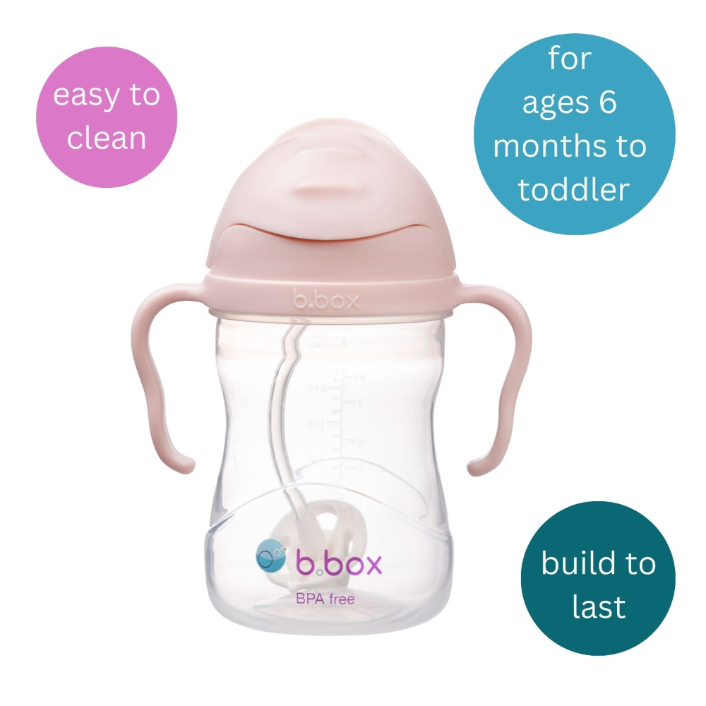 B.Box Weighted Straw Sippy Cup (240ml) - No Leak Design, Flip-Top Lid & Easy-Grip Handles