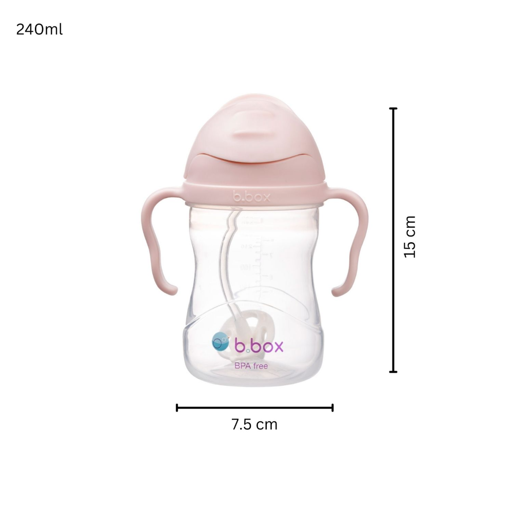 B.Box Weighted Straw Sippy Cup (240ml) - No Leak Design, Flip-Top Lid & Easy-Grip Handles
