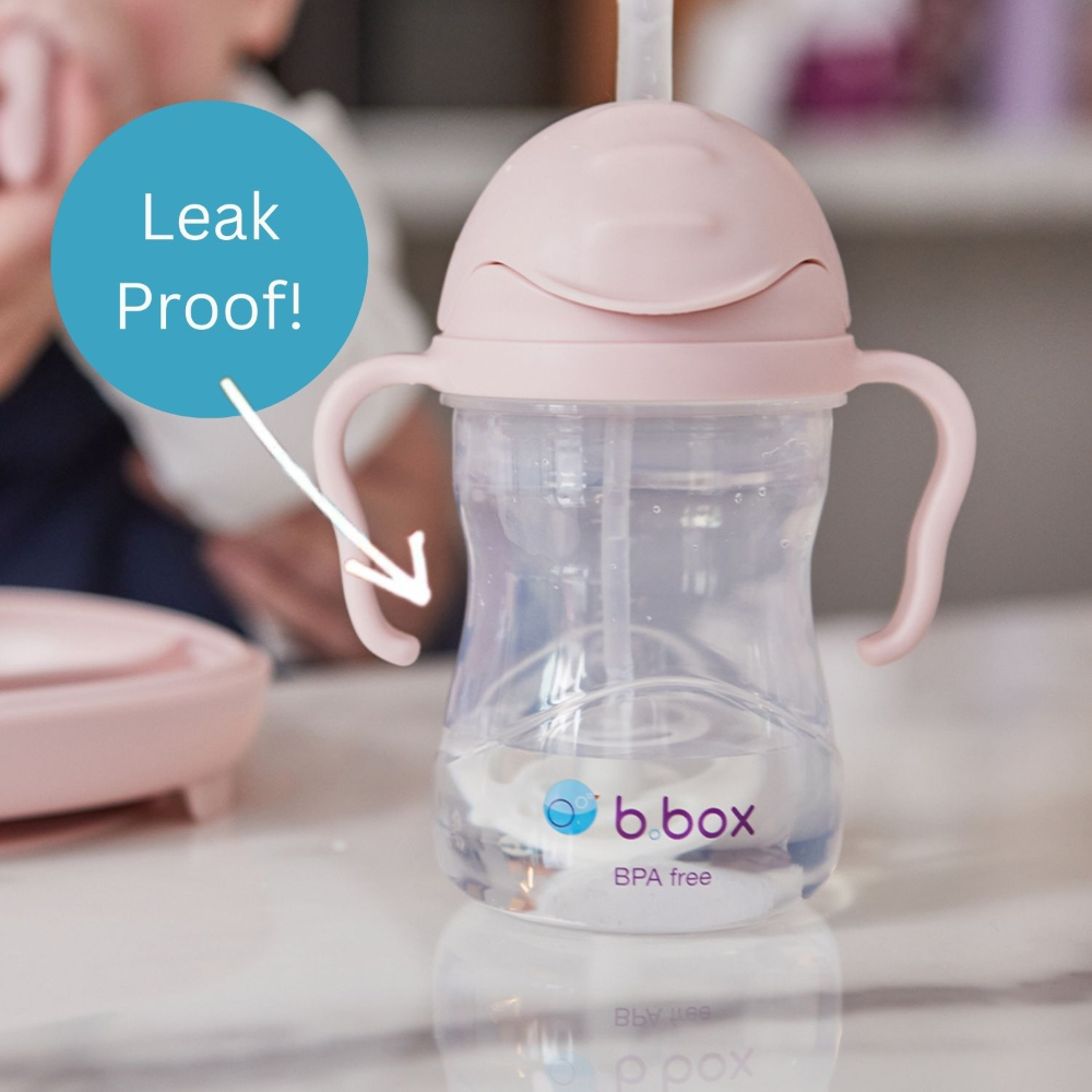 B.Box Weighted Straw Sippy Cup (240ml) - No Leak Design, Flip-Top Lid & Easy-Grip Handles