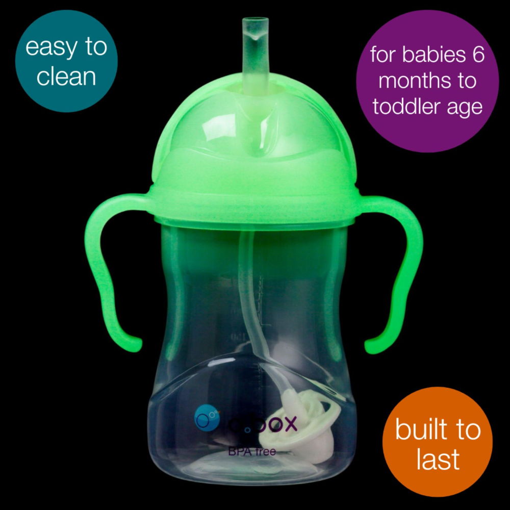 B.Box Weighted Straw Sippy Cup (240ml) - No Leak Design, Flip-Top Lid & Easy-Grip Handles