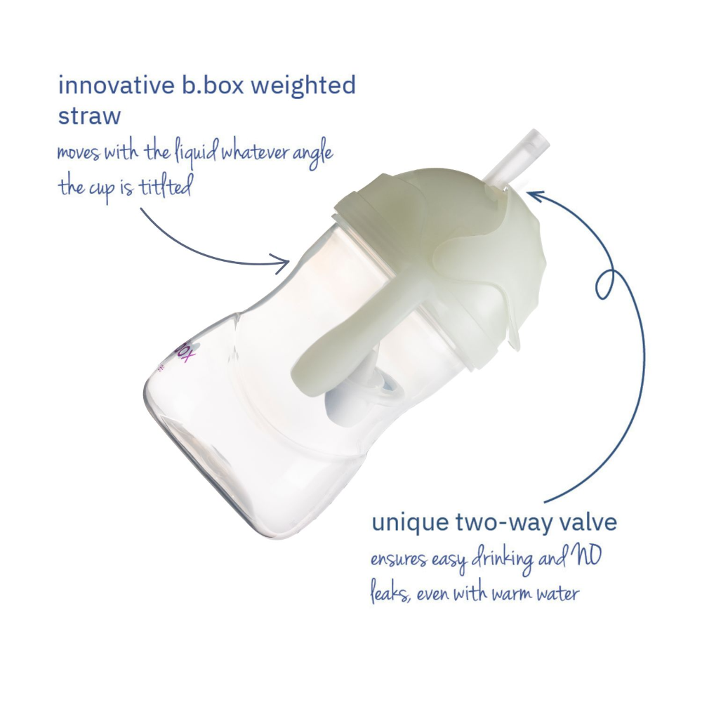 B.Box Weighted Straw Sippy Cup (240ml) - No Leak Design, Flip-Top Lid & Easy-Grip Handles