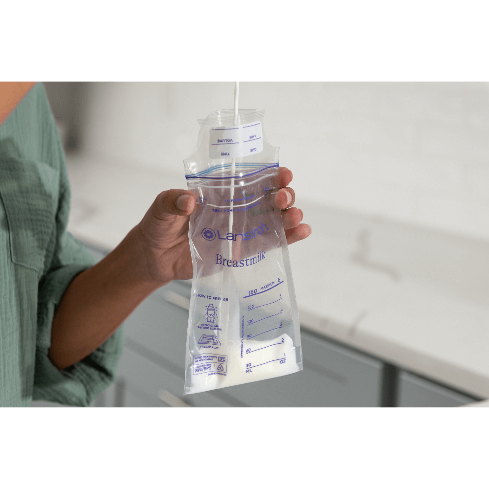 Lansinoh Breast Milk Transparent Storage Bags - Breastmilk Pouches For Fridge or Freezer Use, Pre-sterilized, Reinforced Double Sealed Side, Double Zipper For Ultimate Protection
