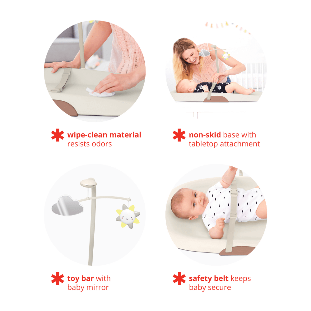 Skip Hop Nursery Style Wipe-Clean Changing Pad Oat Birth+ to 24M