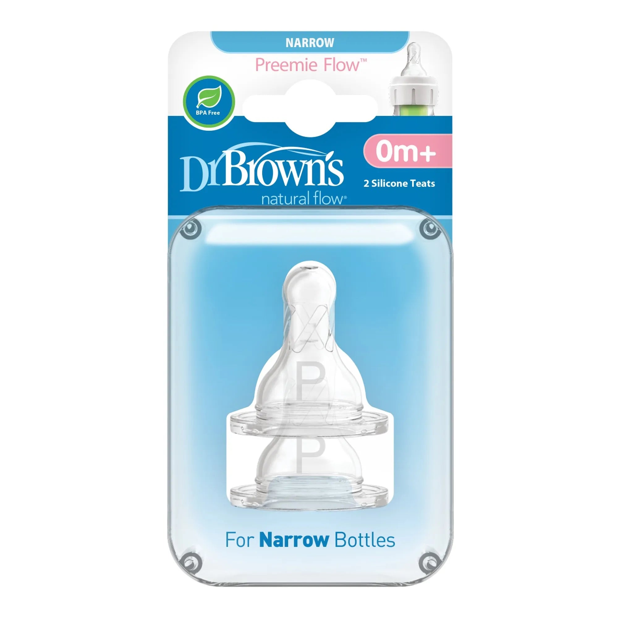Dr. Brown's Preemie Flow Silicone Narrow Nipple - 2 Pack