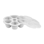 Beaba Silicone Multiportion Tray with Airtight Lid for Baby Food Storage - Ideal Container for Storing Snacks & Baby Meals, Easy Grip, Freezer & Microwave Safe, 6 Servings of 90ml Each