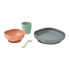 Beaba Silicone 4 Piece Baby Meal Set – Suction Plate, Suction Bowl, Anti-Slip Cup & 2nd Stage Spoon, Non-Slip, Unbreakable, Easy to Clean, BPA-Free Baby Feeding Set for Mess-Free Mealtime Essentials, 4M+