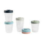 Beaba Food Storage Set - Airtight Interlocking Stackable Containers for Baby & Toddler Meals with Graduation Scale, Leakproof, Microwave & Freezer Safe, Travel Friendly, 250ML, Set of 6, Multicolor