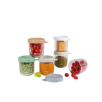 Beaba Glass Storage Container - Ideal Airtight Container for Storing Baby Snacks and Meals with Graduation Measuring Scale, Heat, Freeze, Sterilization, and Microwave Safe, 250ML, Set of 6