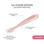 Beaba 1st Stage Silicone Spoon - Baby Led Weaning Self Feeding Training Spoon with Ultra Soft Tip, Gum Friendly, Ergonomic Handles, BPA Free, 4m+