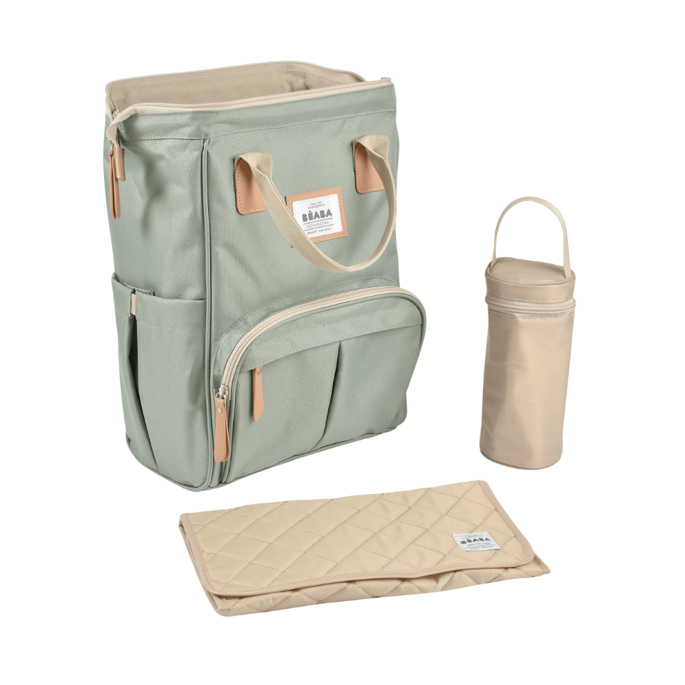 Beaba Wellington Diaper Bag – Stylish Backpack for Moms & Dads – Large Capacity Baby Bag with Changing Mat, Insulated Bottle Holder, Multiple Pockets, Durable, Water-Resistant – Travel & Everyday Use