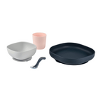 Beaba Silicone 4 Piece Baby Meal Set – Suction Plate, Suction Bowl, Anti-Slip Cup & 2nd Stage Spoon, Non-Slip, Unbreakable, Easy to Clean, BPA-Free Baby Feeding Set for Mess-Free Mealtime Essentials, 4M+
