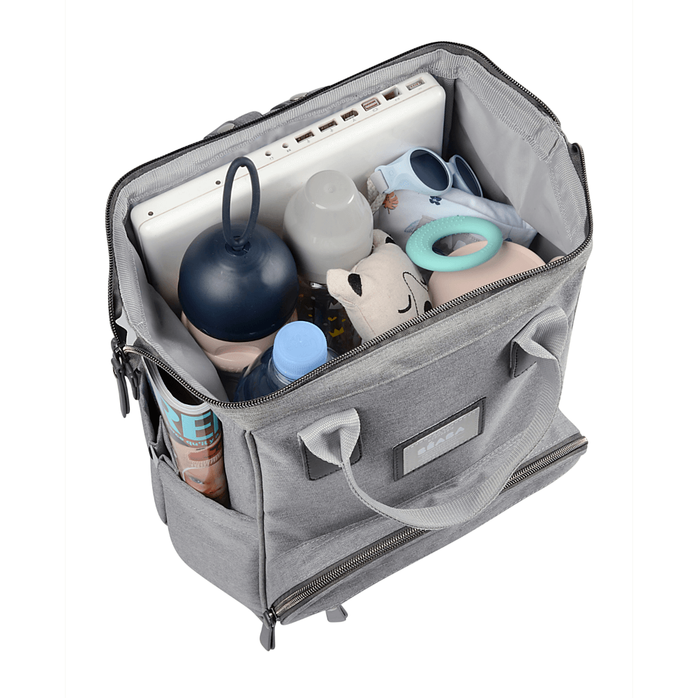 Beaba Wellington Diaper Bag – Stylish Backpack for Moms & Dads – Large Capacity Baby Bag with Changing Mat, Insulated Bottle Holder, Multiple Pockets, Durable, Water-Resistant – Travel & Everyday Use