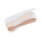 Beaba 1st Stage Soft Silicone Spoon - Set of 2, Baby Led Weaning Self Feeding Training Spoon with Ultra Soft Tip, Gum Friendly, Ergonomic Handles, Easy to clean, BPA Free, 4m+