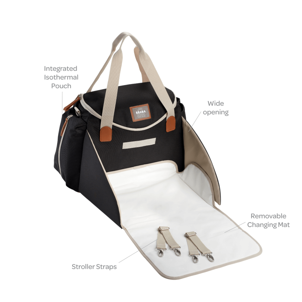 Beaba Sydney Baby Diaper Bag – Multifunctional Travel baby Bag with Large Capacity, Multi-Pocket Organizer with Changing Pad, Insulated Bottle Pouch & Stroller Clips – Ideal for Moms & Dads On the Go