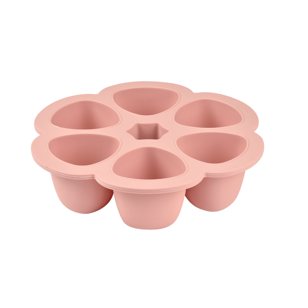 Beaba Silicone Multiportion Tray with Airtight Lid for Baby Food Storage - Ideal Container for Storing Snacks & Baby Meals, Easy Grip, Freezer & Microwave Safe, 6 Servings of 90ml Each