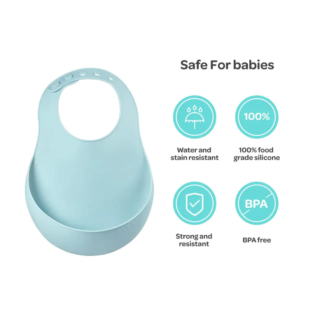 Beaba Silicone Waterproof Baby Feeding Bib with Food Catcher Pocket, BPA-Free, Easy to Clean, 4M+