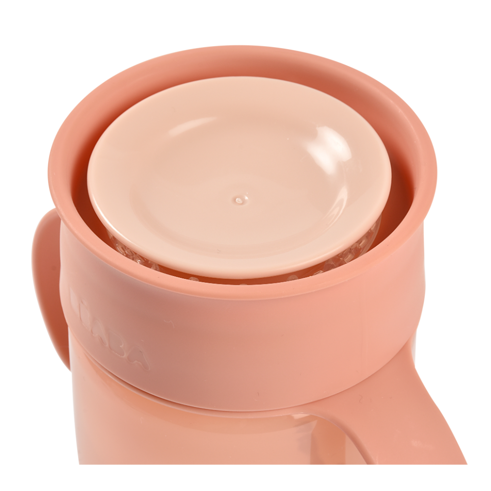 Beaba 360° Baby Learning Cup with Anti-Drip Disc, Patented Anti-Leak System, Dual handle & Spillproof Sippy Cup for Toddlers, Lightweight & Easy Grip Removable Handles, with Hygienic Lid, 340 ml, 12 Months+