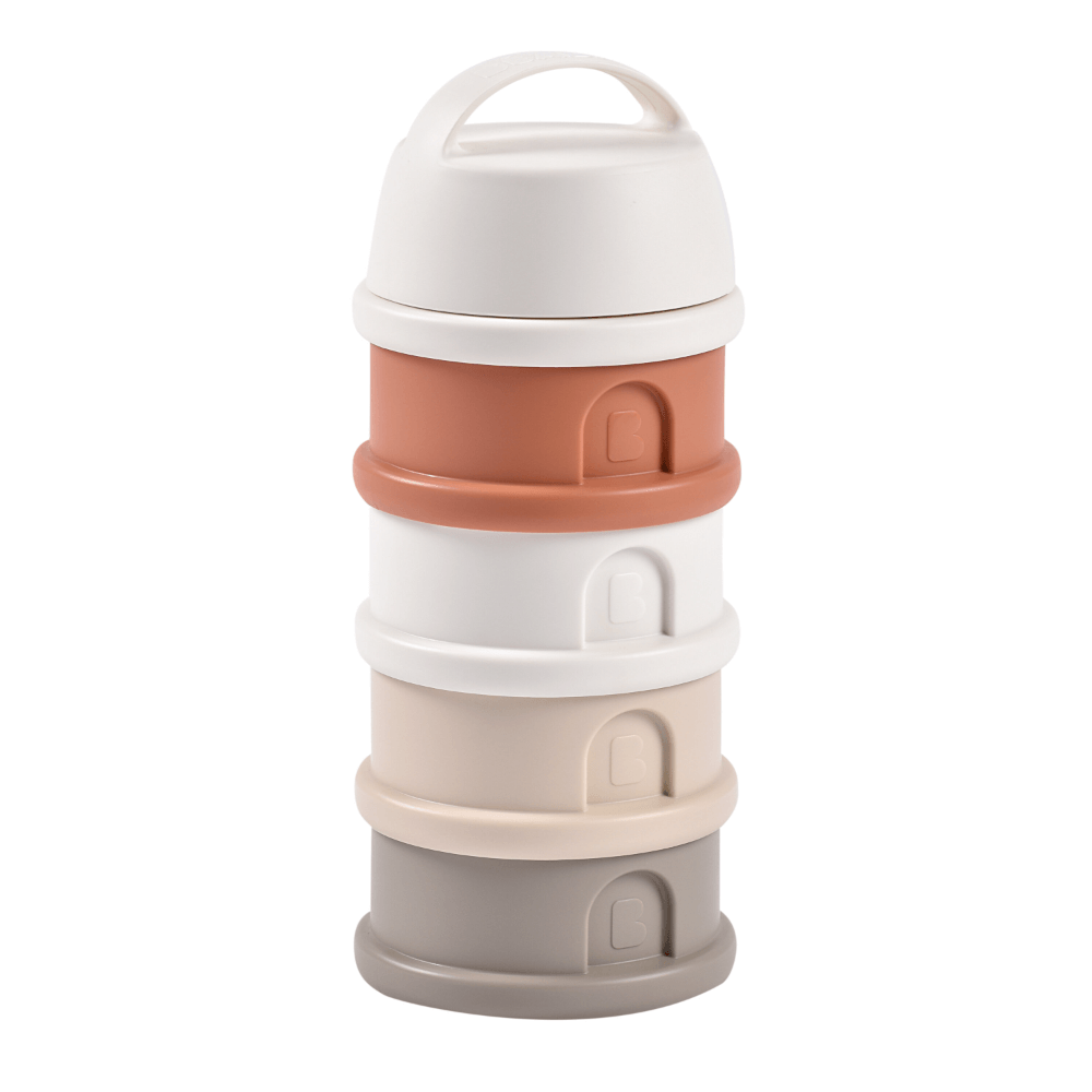 Beaba Stacked Formula Container - Airtight Multifunctional Storage Container for Storing Milk Powder and Baby Food, 4 Interchangeable Compartments, Microwave Safe, Travel Friendly