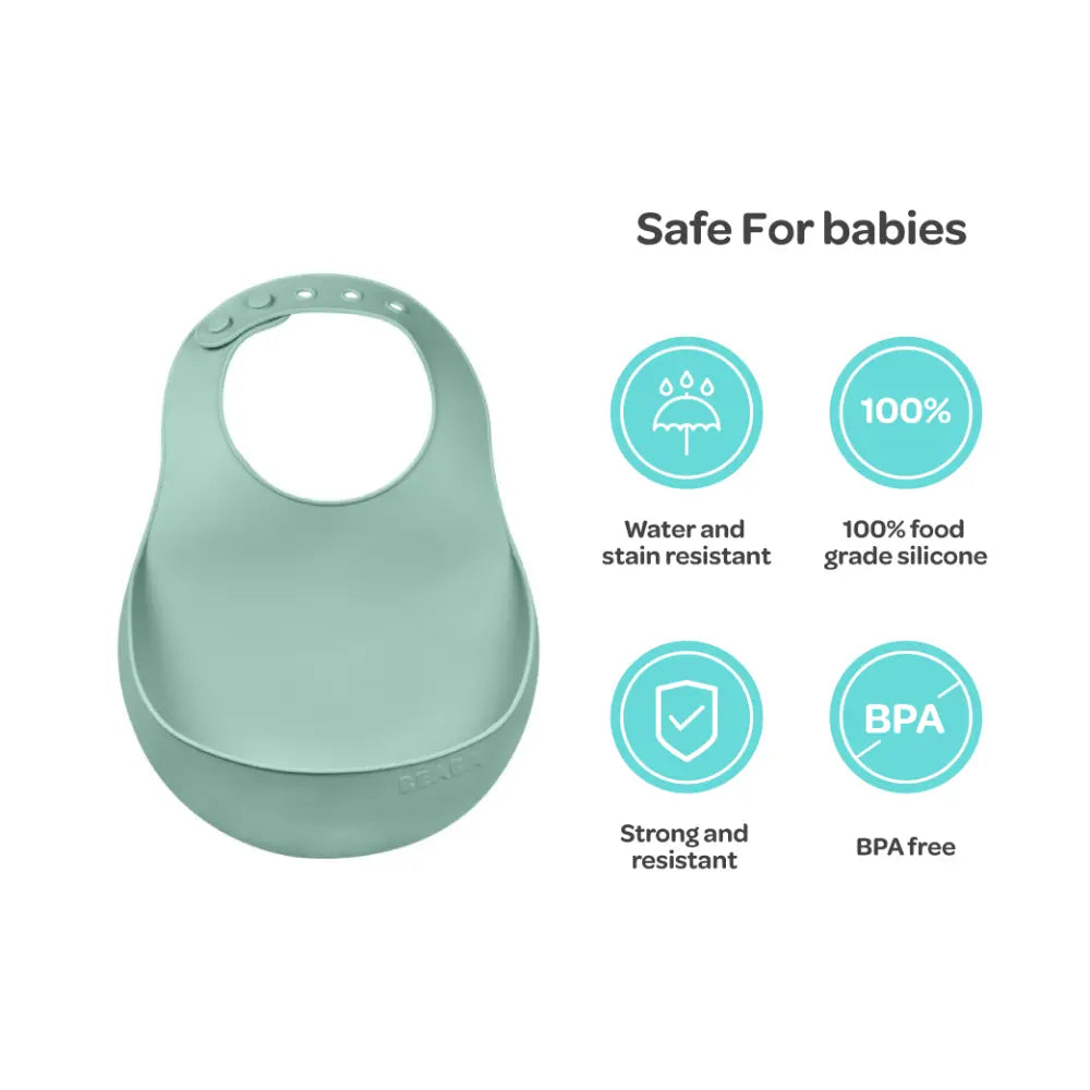 Beaba Silicone Waterproof Baby Feeding Bib with Food Catcher Pocket, BPA-Free, Easy to Clean, 4M+