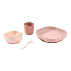 Beaba Silicone 4 Piece Baby Meal Set – Suction Plate, Suction Bowl, Anti-Slip Cup & 2nd Stage Spoon, Non-Slip, Unbreakable, Ergonomic Design, Easy to Clean, BPA-Free Baby Feeding Set for Mess-Free Mealtime Essentials, 4M+