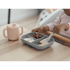 Beaba Silicone 3 Piece Learning Set – Suction Divided Plate, Silicone Learning Cup & 2nd Stage Spoon, Non-Slip, Unbreakable, Easy to Clean, BPA-Free Baby Feeding Set for Mess-Free Mealtime Essentials, 4M+