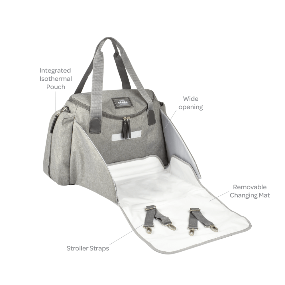 Beaba Sydney Baby Diaper Bag – Multifunctional Travel baby Bag with Large Capacity, Multi-Pocket Organizer with Changing Pad, Insulated Bottle Pouch & Stroller Clips – Ideal for Moms & Dads On the Go