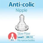 Dr. Brown's Natural Flow Narrow Baby Bottle Silicone Level 1 Nipple, 2-Pack