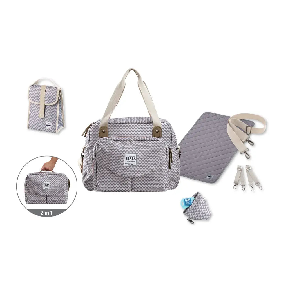 Beaba Geneva Baby Diaper Bag – Multifunctional Travel baby Bag with Large Capacity, Multi-Pocket Organizer with Changing Pad, Insulated Bottle Pouch, Pacifier Pouch & Stroller Clips, Ideal for Moms & Dads On the Go